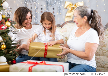 mom and grandma together with a little girl 103153524