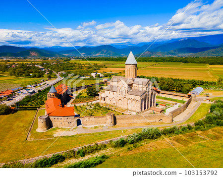 Alaverdi Monastery aerial panoramic view in Kakheti, Georgia 103153792