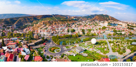 Tbilisi old town aerial panoramic view 103153817