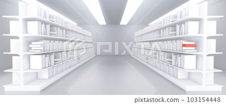 Realistic bookstore aisle with book mockups Realistic bookstore aisle with book mockups 103154448