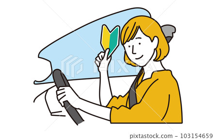 Female driver with beginner mark 103154659