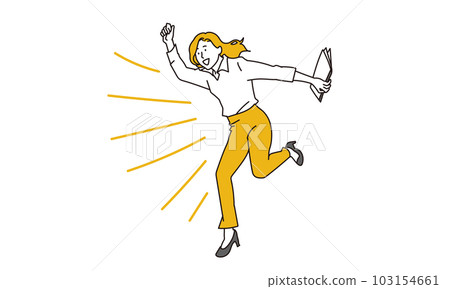 Business woman jumping energetically 103154661
