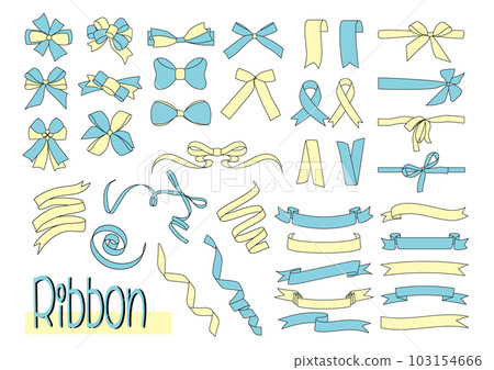 Illustration set of simple ribbons and ribbon frames, colorful 103154666