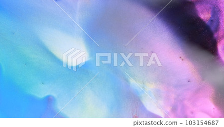 Blue, pink, gold gentle abstract background. Current colorful paints. Flow bright texture. Pastel soft colors. Delicate fluid art. Golden glitter paint pattern. Sweet lilac light backdrop. Acrylic 103154687