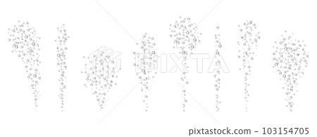 Oxygen air bubbles flow in water on white background. Oxygen air bubbles flow in water on white background. 103154705