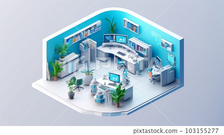 Blue and white office isometric (AI generated) Blue and white office isometric (AI generated) 103155277