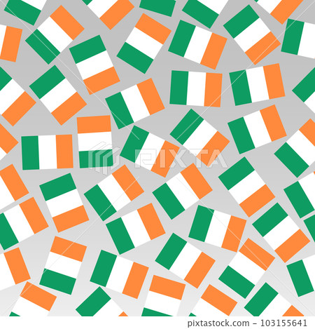 Bright pattern with flags of Ireland. Happy St. Patricks Day background. Bright illustration with irish flag. Seamless pattern with flags. 103155641