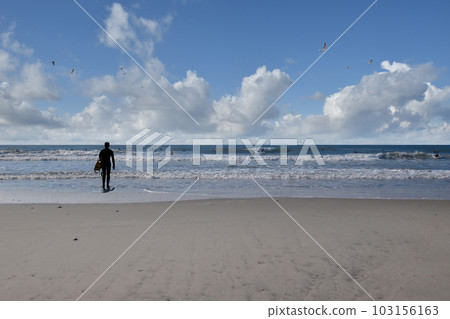 Good waves came to the surfer's paradise one day in the Pacific Ocean Long Beach 103156163