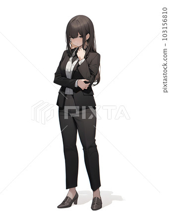 Business woman female employee anime illustration "AI generated image" 103156810