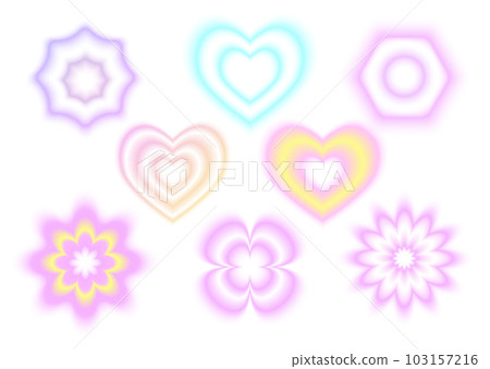 Stickers with a blurred Y2K effect. Abstract geometric shapes in trendy retro style. Vector illustration 103157216