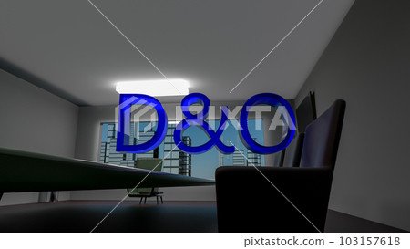 D and O. Directors and officers liability Insurance concept. Director's office with a large table and skyscrapers outside the window. 3d rendering 103157618