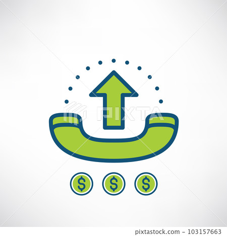 Telephone growth icon with finance dollar icon 103157663