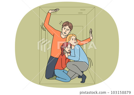 Unhappy family living in tiny apartment 103158879