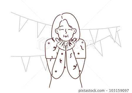 Happy woman with party accessories celebrate birthday Happy woman with party accessories celebrate birthday 103159097