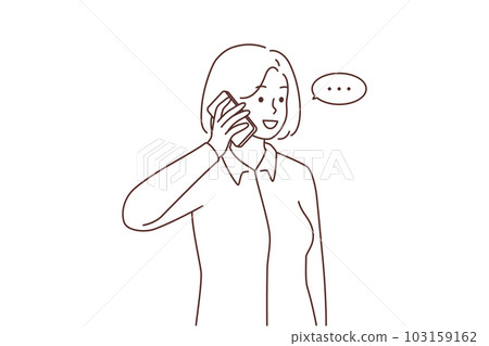 Smiling woman talk on cellphone  103159162