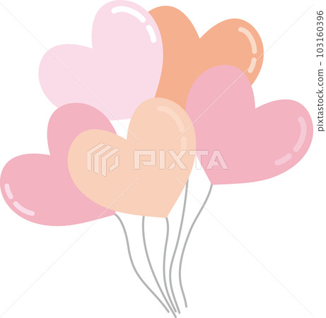 Heart balloons _ a bunch of 5 balloons _ warm colors 103160396