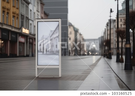 An empty billboard mockup in the heart of the city, a prime spot for your next advertising campaign. AI Generative. 103160525