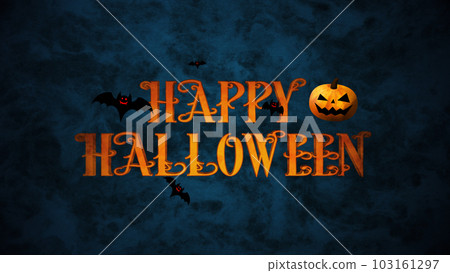 Happy Halloween, logo with pumpkins and bats on a colored background 103161297