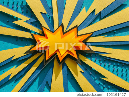 Handmade paper cutout pop art comic background. Cartoon flat style. 103161427