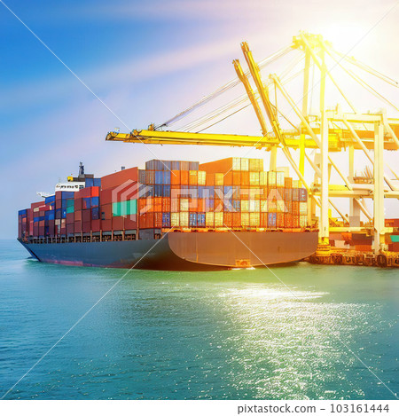 Sea freight loaded with containers . Sea freight loaded with containers . 103161444