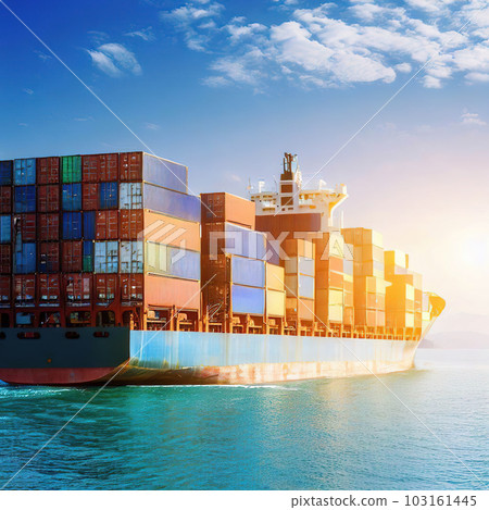 Sea freight loaded with containers . Sea freight loaded with containers . 103161445