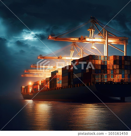 Sea freight loaded with containers . Sea freight loaded with containers . 103161450
