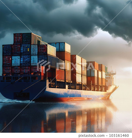 Sea freight loaded with containers . Sea freight loaded with containers . 103161460