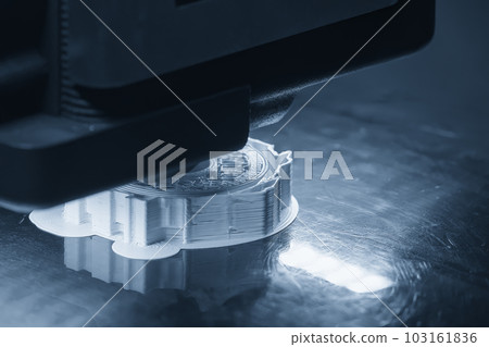 The additive manufacturing by 3D printer machine. 103161836