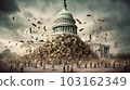 The default of the United States , the collapse of the dollar currency concept, Economic Banking crisis, generated AI 103162349