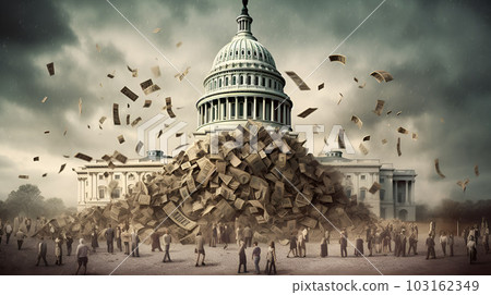The default of the United States , the collapse of the dollar currency concept, Economic Banking crisis, generated AI The default of the United States , the collapse of the dollar currency concept, Economic Banking crisis, generated AI 103162349
