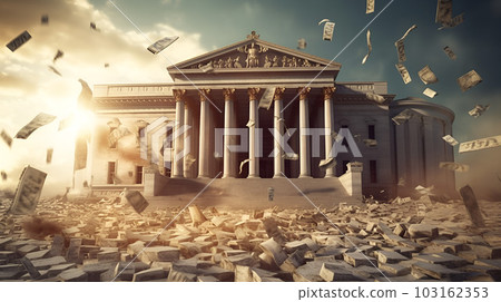 The default of the United States , the collapse of the dollar currency concept, Economic Banking crisis, generated AI The default of the United States , the collapse of the dollar currency concept, Economic Banking crisis, generated AI 103162353
