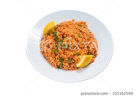 Traditional delicious Turkish foods bulgur salad kisir. High quality photo 103162599