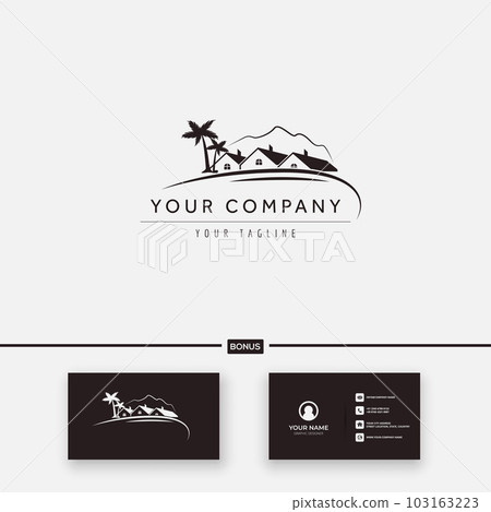 view home and mountain logo palm tree beach view home and mountain logo palm tree beach 103163223