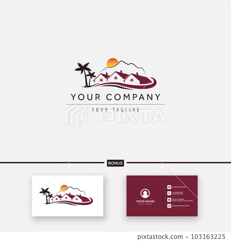 view home and mountain logo palm tree view home and mountain logo palm tree 103163225