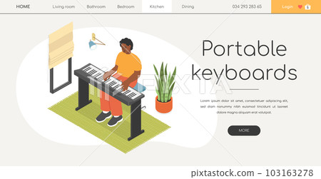 Portable keyboard - modern isometric web banner Portable keyboard - modern isometric web banner 103163278