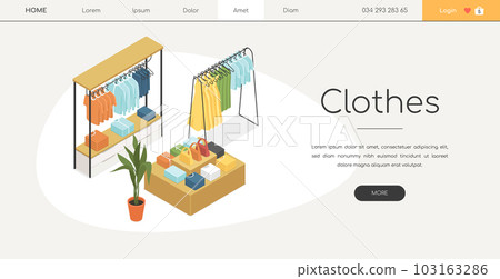 Clothing shop - modern vector colorful isometric web banner 103163286
