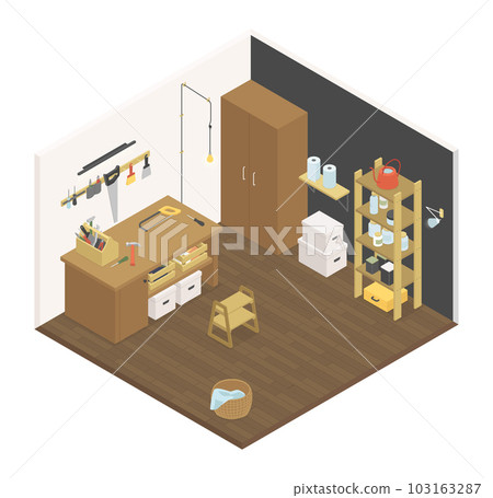 Carpentry workshop - modern vector colorful isometric illustration 103163287