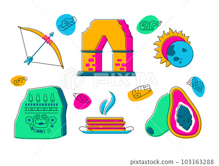 Ancient life and food - flat design style illustration set 103163288