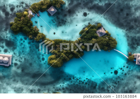 AI generative image of seamless background image of tiny island with hotel 103163884