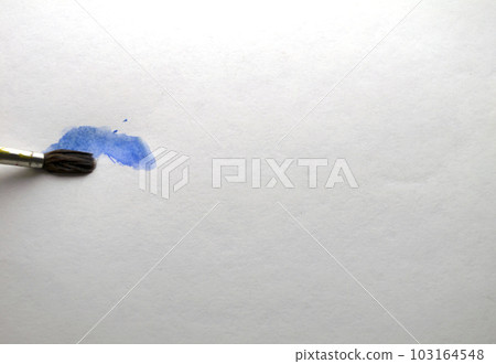 Brush and blue watercolor paint. Brush and blue watercolor paint. 103164548