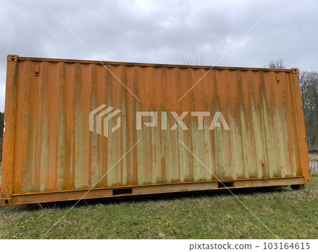 Yard waste dumpster. Construction dumpster for bulky household waste or loaded dumpster 103164615