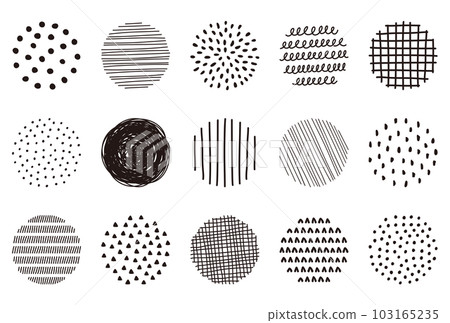 Black and white hand drawn circle illustration material set 103165235