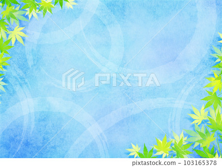 藍色秋葉和水面波紋的圖像雨季日本紙 103165378