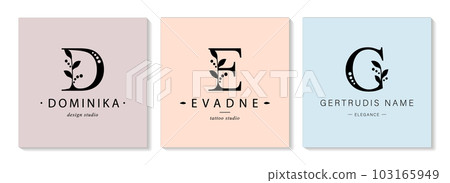 Collection of Botanical Minimalistic, Initial, Letter D, E, G. Logo or mponogram 103165949