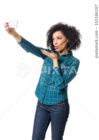 Woman making selfie 103166287