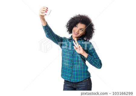 Woman making selfie Woman making selfie 103166299