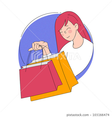 Smiling Woman Character Looking Out of Shape with Shopping Bags Vector Illustration Smiling Woman Character Looking Out of Shape with Shopping Bags Vector Illustration 103166474