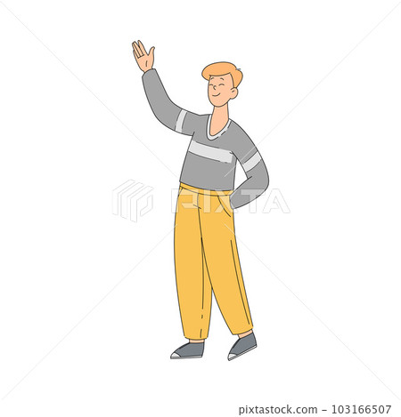Young Man Giving High Five Hand Gesture Vector Illustration Young Man Giving High Five Hand Gesture Vector Illustration 103166507