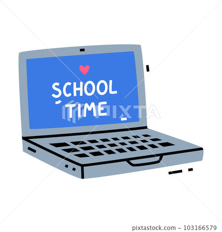 Open Laptop as Gadget and School Item for Study Vector Illustration 103166579