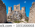 Rocca Calascio ruins in Abruzzo - Gran Sasso National Park area in south Italy 103166668